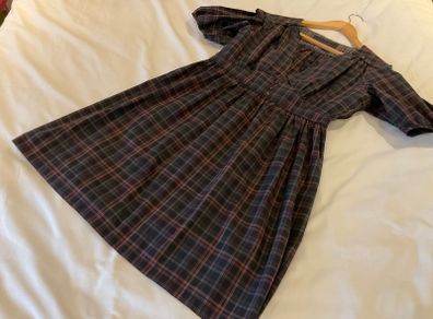 Gorgeous French designer Sessun black check boho style dress L 12