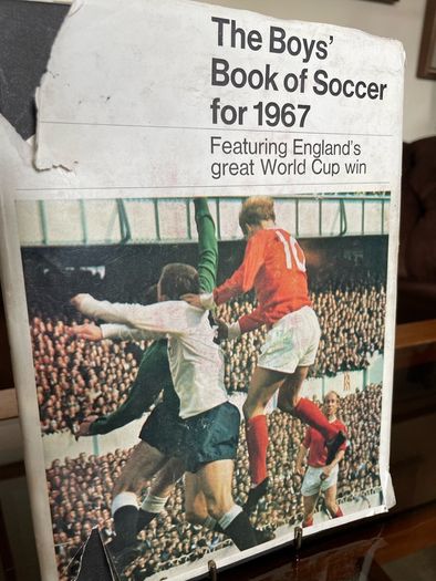 Vintage Hardcover Copy of The Boys Book of Soccer for 1967 Cover photo Celebrating England 1966 World Cup