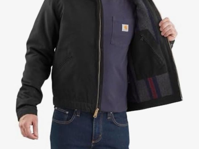 Carhartt Men's Relaxed Fit Duck Blanket Lined Detroit Jacket Work Utility Outerwear