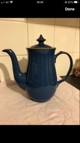 Beautiful denby imperial blue coffee pot , in perfect condition . Collection from south William street or can be delivered locally
