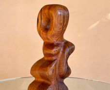 Vintage Oregon Pine Wood Sculpture, Hand Carved Organic Form