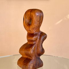 Vintage Oregon Pine Wood Sculpture, Hand Carved Organic Form