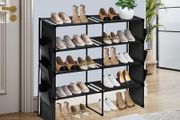 FREE EXPRESS SHIPPING 4-Tier Shoe Rack, Shoe Racks Storage Organizer, Shoe Holder with 6 Side Pockets, Large Shoe Storage Shelves for Wardrobe Bedroom Door Closet Entryway Hallway, Holds Up To 20-24 Pairs