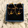 Golden Artistic Face-Shaped Earrings Minimalist Statement Jewelry Image 10