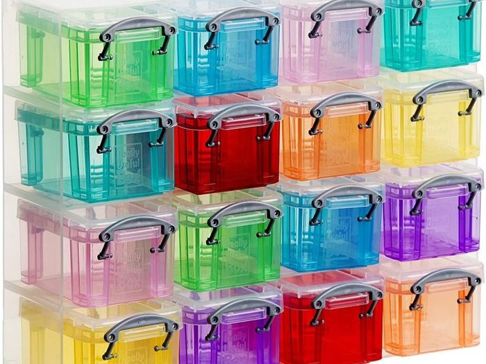 16x0.14 Litre Plastic Storage Box Organiser Clear & Assorted