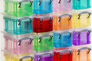 16x0.14 Litre Plastic Storage Box Organiser Clear &amp; Assorted