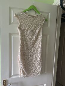 Cream lace dress with cut out back