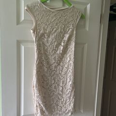 Cream lace dress with cut out back