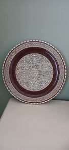Vintage Mother of Pearl Wooden Decorative Plaque
