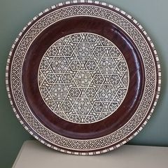 Vintage Mother of Pearl Wooden Decorative Plaque
