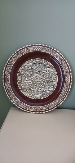 Vintage Mother of Pearl Wooden Decorative Plaque