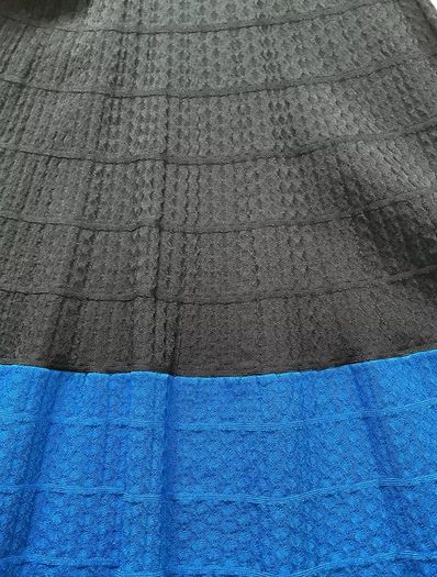 Karen Millen Black, Blue and White Knit Skater Dress