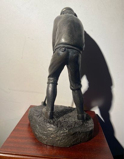 Signed Tom Mackie Sculpture Of A Golfer, Cold Cast Bronze