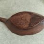 Wooden Hand Carved Leaf Ring Dish Holder Bowl Teak Wood 60s 70s Mid Century Image 3