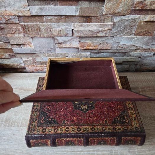 Vintage Nesting Faux Book Storage Boxes - Set of 2 Ornate Persian Design