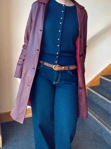 Vintage real leather trench coat from the late 90s - Size S/8