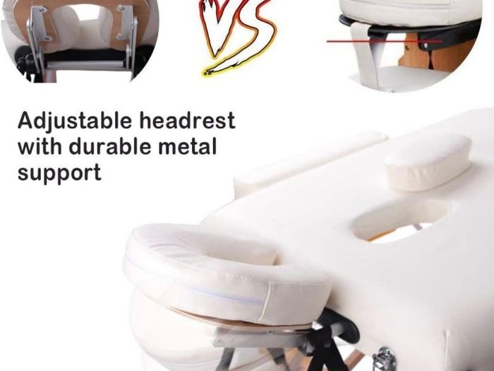 Portable Massage Bed Table - 3-Section Foldable Beauty Couch for Reiki Therapy Treatment Salon Healing - Metal Headrest Support/Carry Bag (FREE POSTAGE)