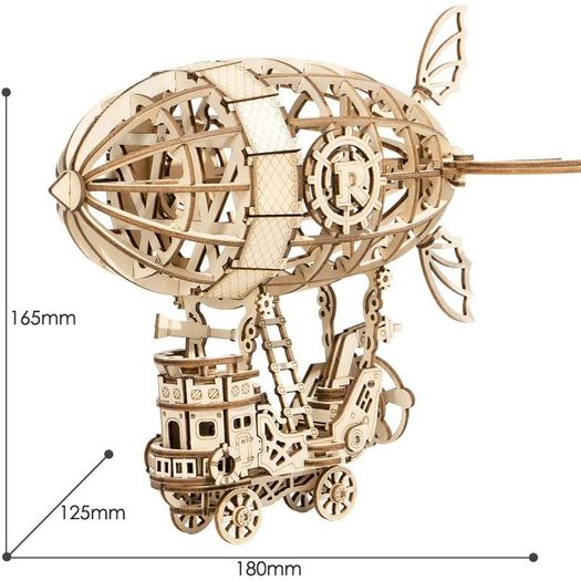 Wooden Puzzle 3D Jigsaw Mechanical Model Construction Toys Gift for Kids 14 Years Old and Up (Airship)