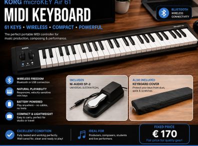 KORG microKEY Air 61 MIDI Keyboard Bundle