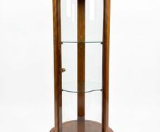 Contemporary Walnut Pedestal Display Cabinet