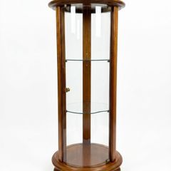 Contemporary Walnut Pedestal Display Cabinet