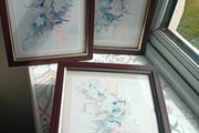 3 framed pastel vintage anni moller prints