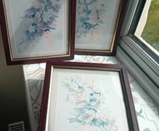 3 framed pastel vintage anni moller prints