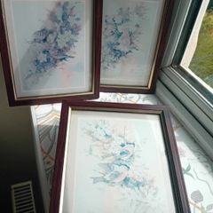 3 framed pastel vintage anni moller prints