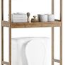 Bathroom Storage Shelf with Cabinet, Bamboo Over-The-Toilet Organizer Rack, Freestanding Toilet Space Saver with 3-Tier Adjustable Shelves Walnut Image 3