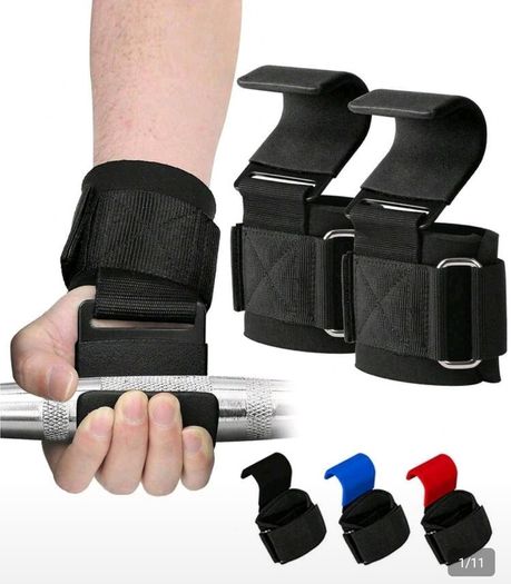 gym gloves and wrist straps with hook