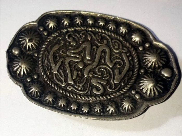 Pristine Vintage Ornate Silver Belt Buckle