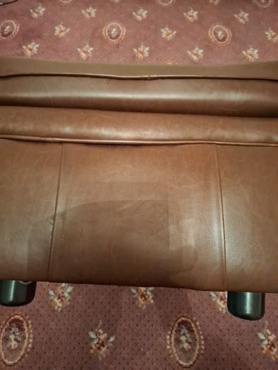 Brown Leather Style Pouffe Footstool
