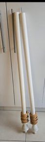White wooden curtain pole