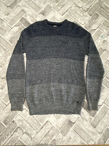 Diesel Mens Cable Knit Jumper Blue/Grey Large