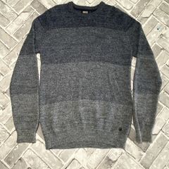 Diesel Mens Cable Knit Jumper Blue/Grey Large