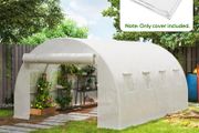 4 x 3 x 2m Polytunnel Greenhouse Replacement Cover ONLY Winter Garden Plant PE Cover for Tunnel Walk-in Greenhouse with Roll-up Windows Door Outdoor, White
