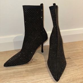 Stunning rhinestone black sock heeled boots UK6/39