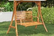 Swing Frame with Cream Roof Solid Spruce Wood with Teak Finish
