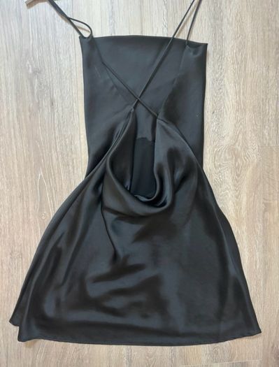 Zara black satin mini dress S