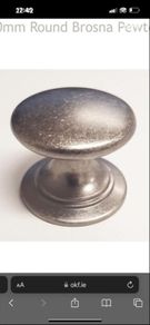 Knob40mm Round Brosna Pewter 100 Available