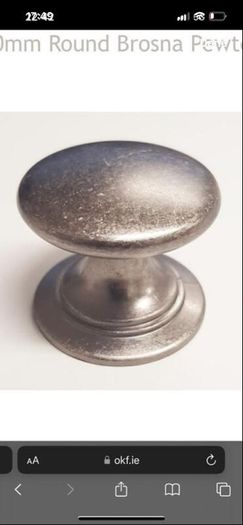 Knob40mm Round Brosna Pewter 100 Available