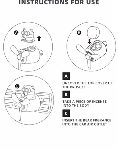Bear Car Air Freshener Teddy Bear Pilot Auto Interior Accessories  Air Outlet Propeller Fragrance Bulldog Perfume Diffuser 72Km Bear Car Air Freshener Teddy Bear Pilot Auto Interior Accessories  Air Outlet Propeller Fragrance Bulldog Perfume Diffuser 72Km