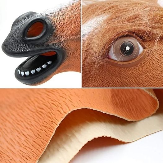 SALE Horse Mask Realistic Animal Full Head Latex Mask for Halloween Carnival Costume Party