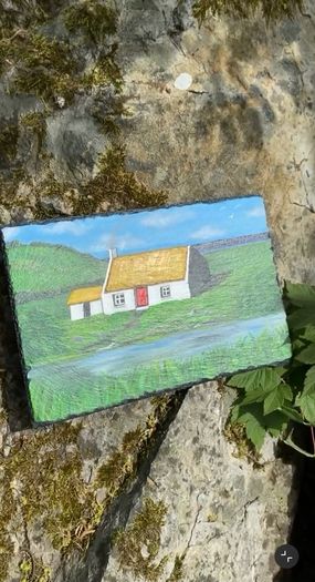 Handpainted Kerry Cottage On Slate