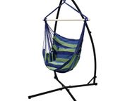 main image for ad Hanging chair with frame and cushion blue / green cotton loadable up to 120 kg