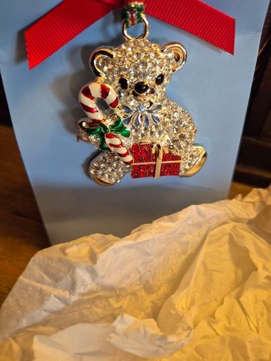 2019 Newbridge Silverware Christmas Bear Ornament, Silver Plated, Mint Condition, Original Packaging