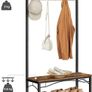 VASAGLE Coat Rack, Hallway Cabinet, with Top Board, Shoe Rack, Bench and 5 Double Hooks Image 7