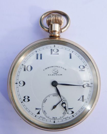 Vintage Chronometre Election Gold Plated Pocket Watch Mechanical  Retro Vintage, the watch works well and keeps time