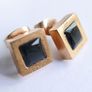 Cartier square stud earrings with black stone Image 5
