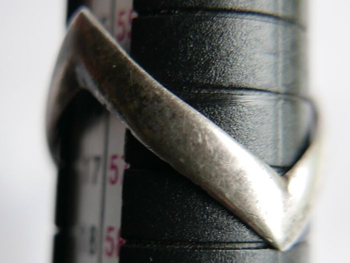 Vintage Sterling Silver Double Wishbone Band Ring size P - 2,10g